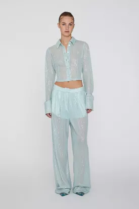 Rotate Sequins Low Waist Pants Wan Blue