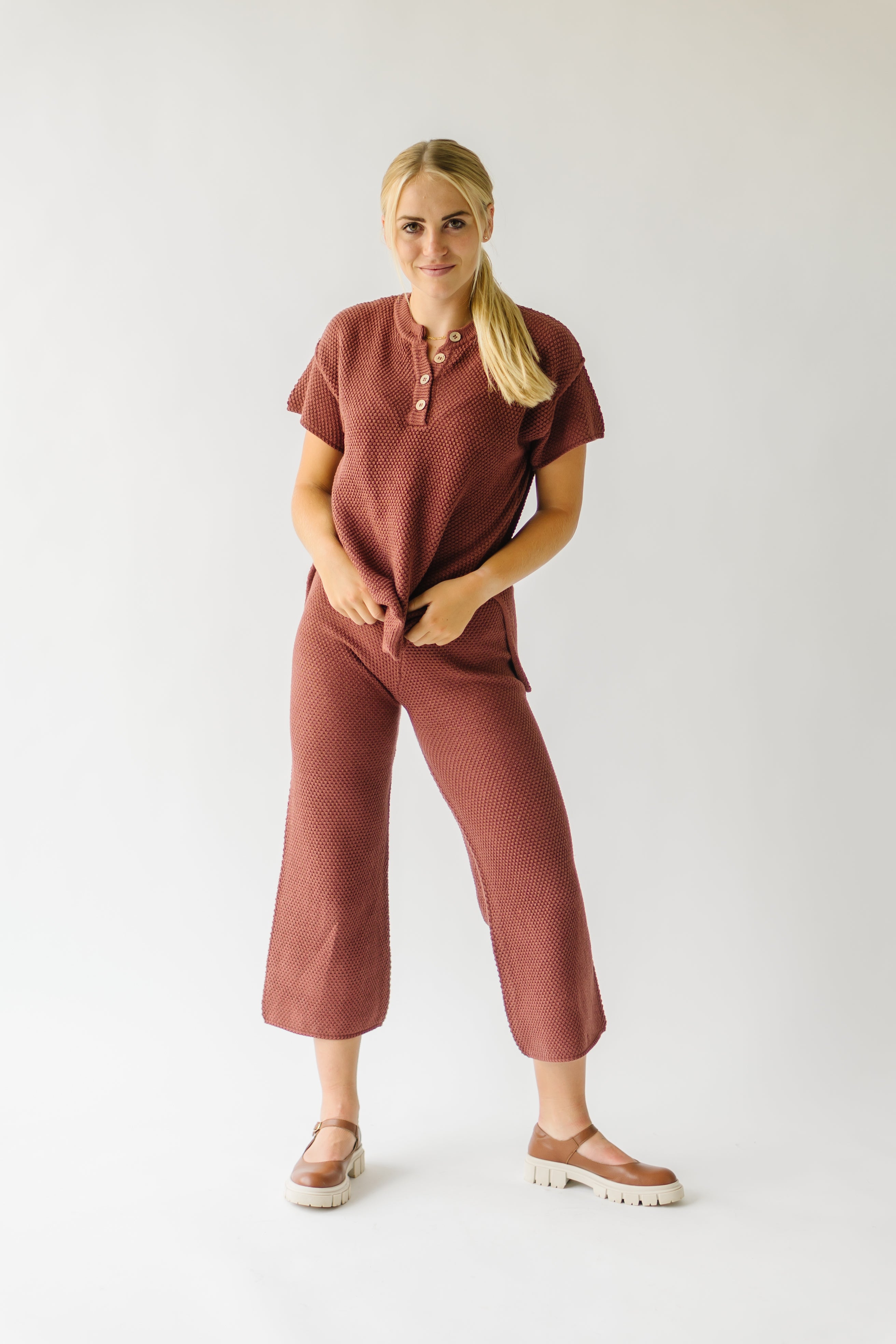 Roxbury Textured Sweater Pant - Rust - Shop now!