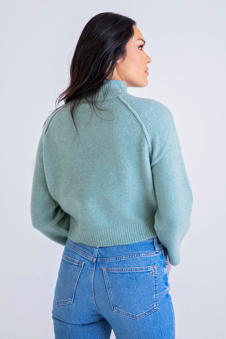 Sage Yarn Mock Sweater