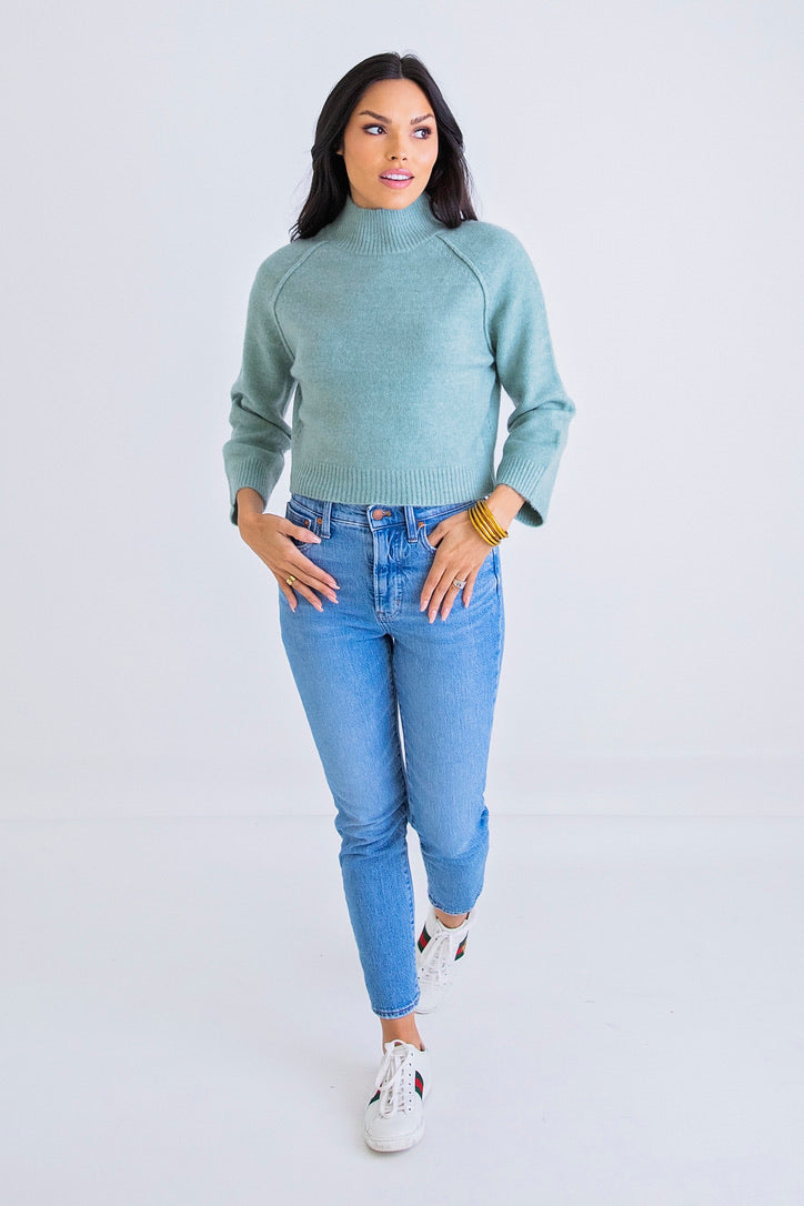 Sage Yarn Mock Sweater