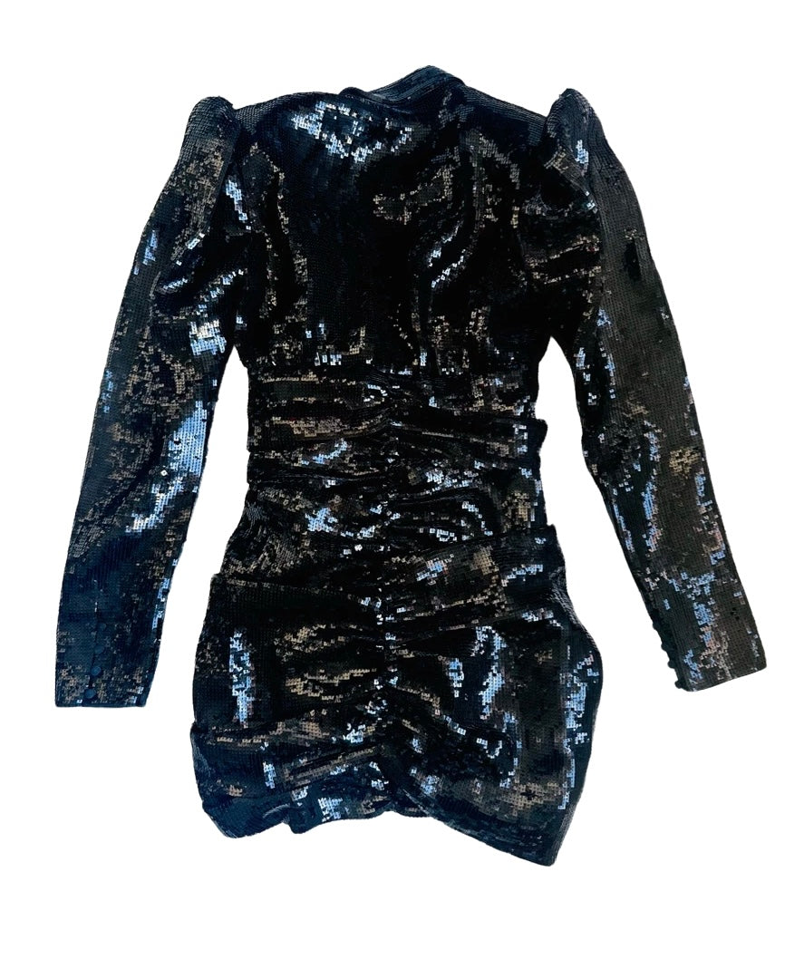 SAINT LAURENT - Black sequin sequins dress long sleeve size 38 FR.