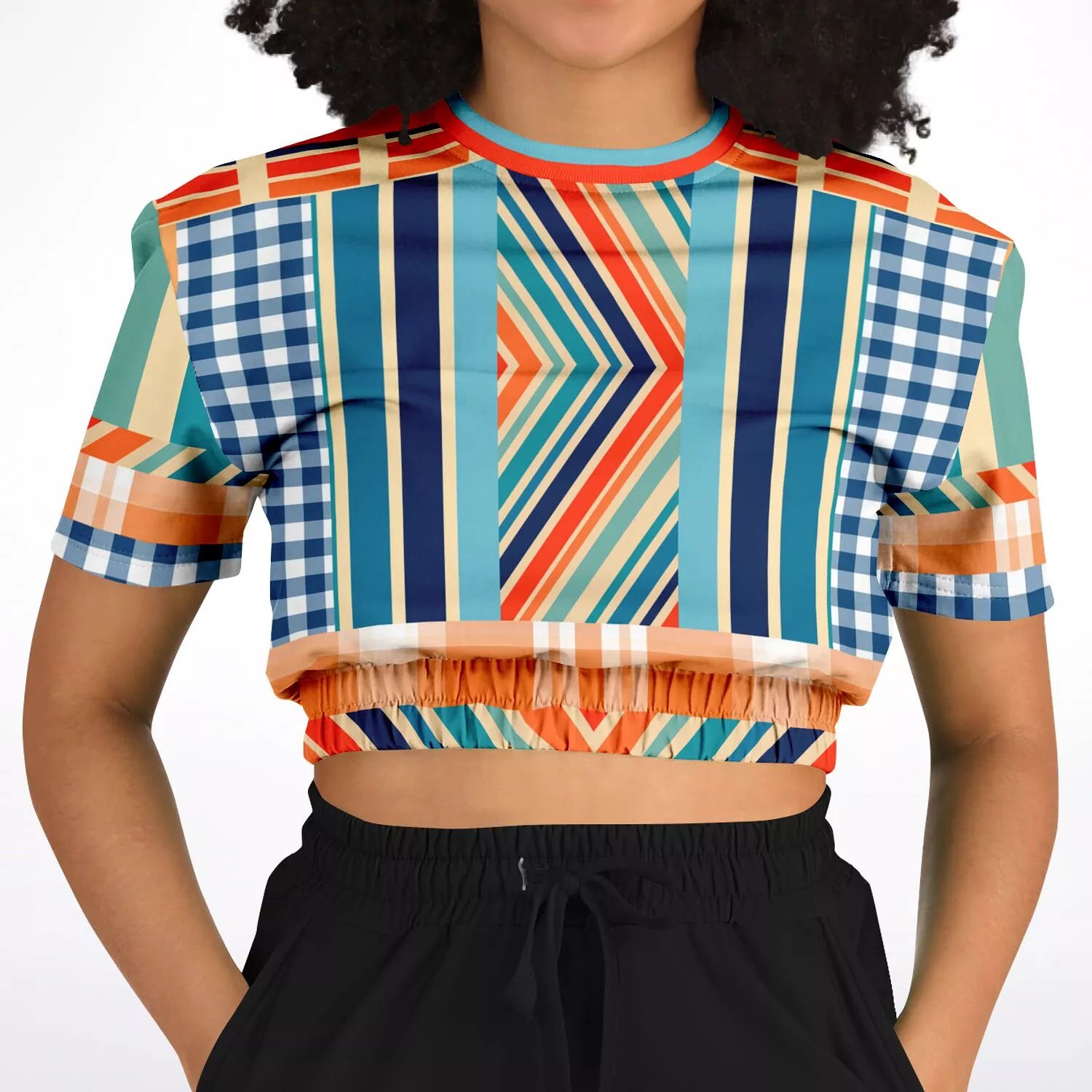 Salsa Short Sleeve Cropped Sweater - Eco-Poly Material