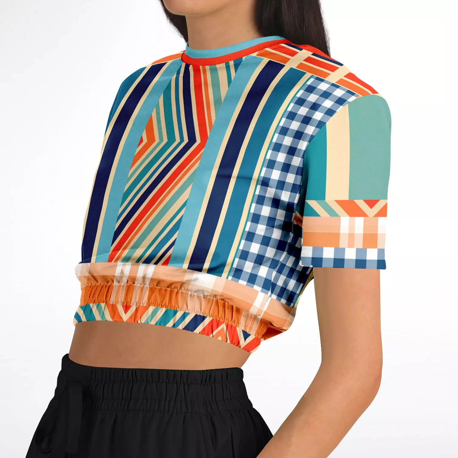 Salsa Short Sleeve Cropped Sweater - Eco-Poly Material