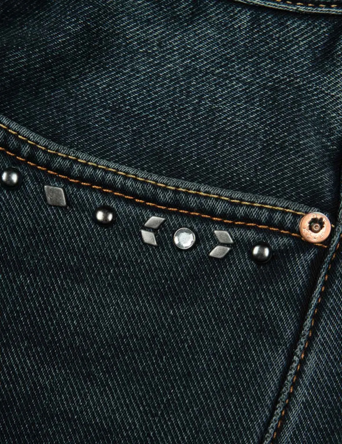 Seagull Embroidery Metal Studs Carrot Fit Jeans 2017