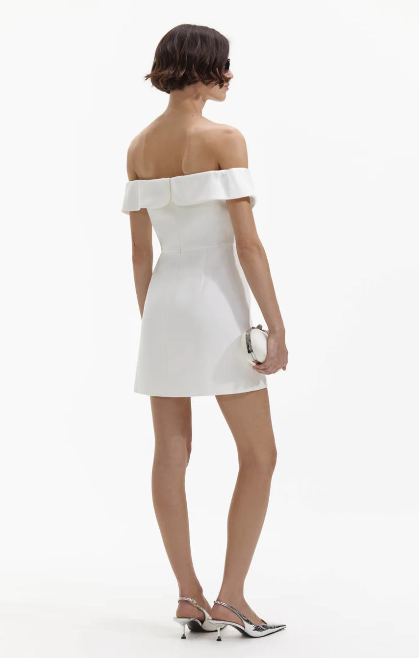 Self-portrait white bow crepe mini dress