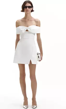 Self-portrait white bow crepe mini dress