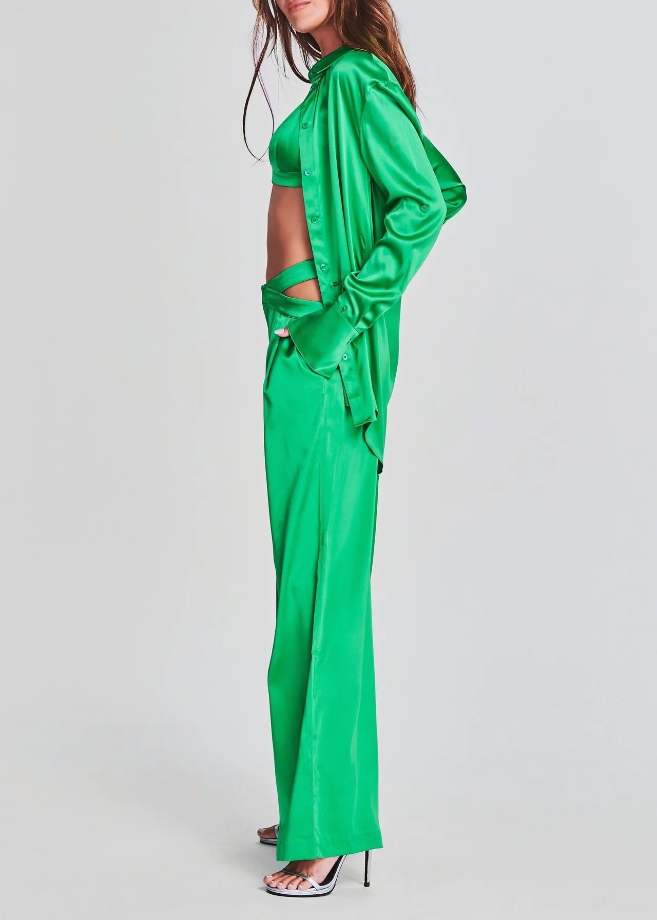 Ser.o.ya Zarri Silk Pant Kelly Green