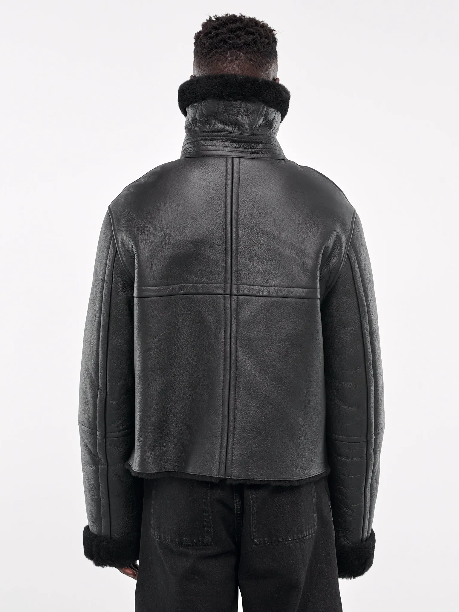 Shearling Leather Jacket in Black (ES2424BL)