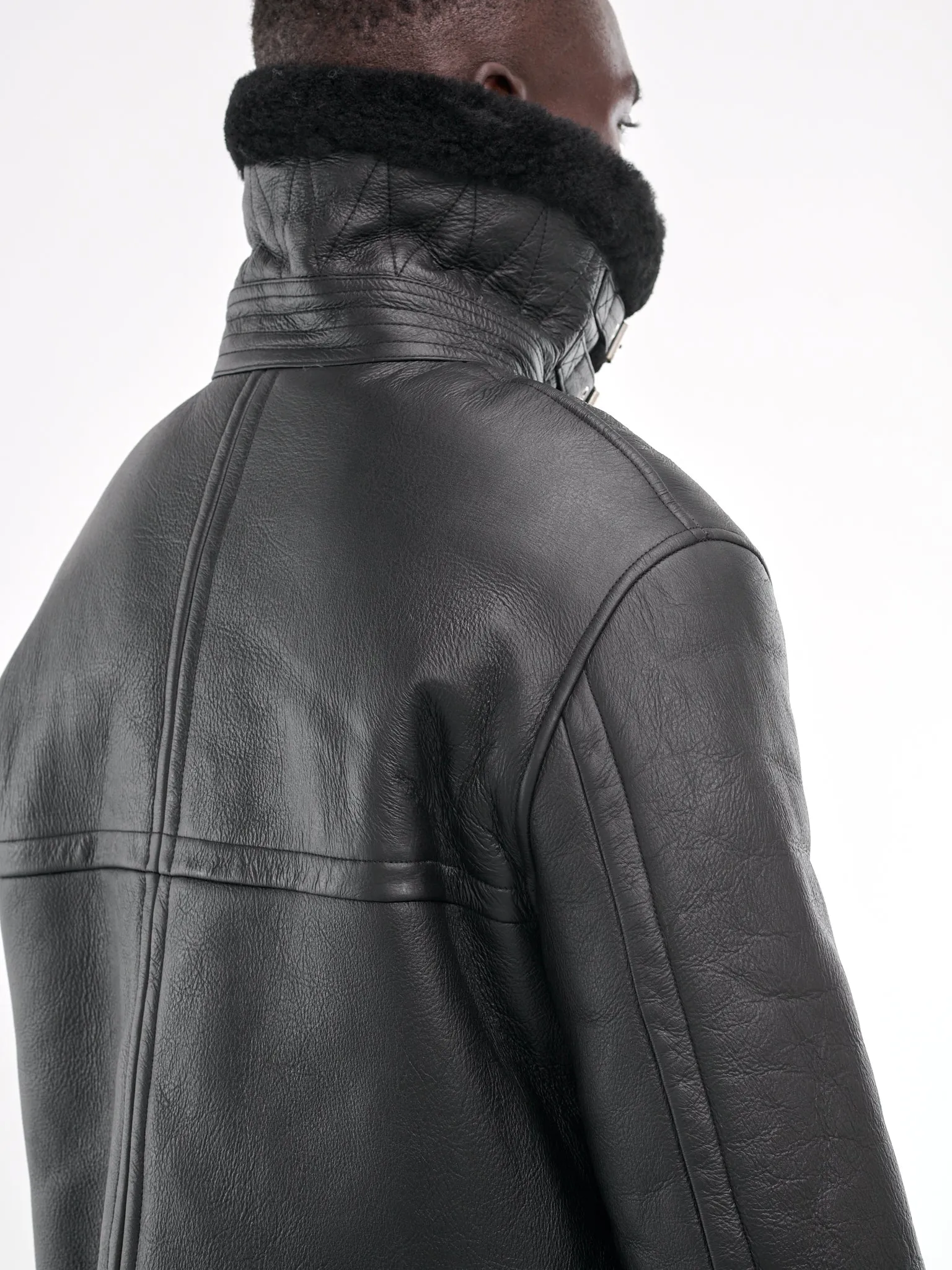 Shearling Leather Jacket in Black (ES2424BL)