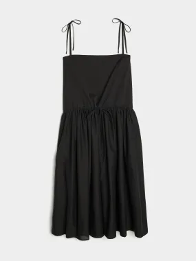 Black Long Shirring Dress