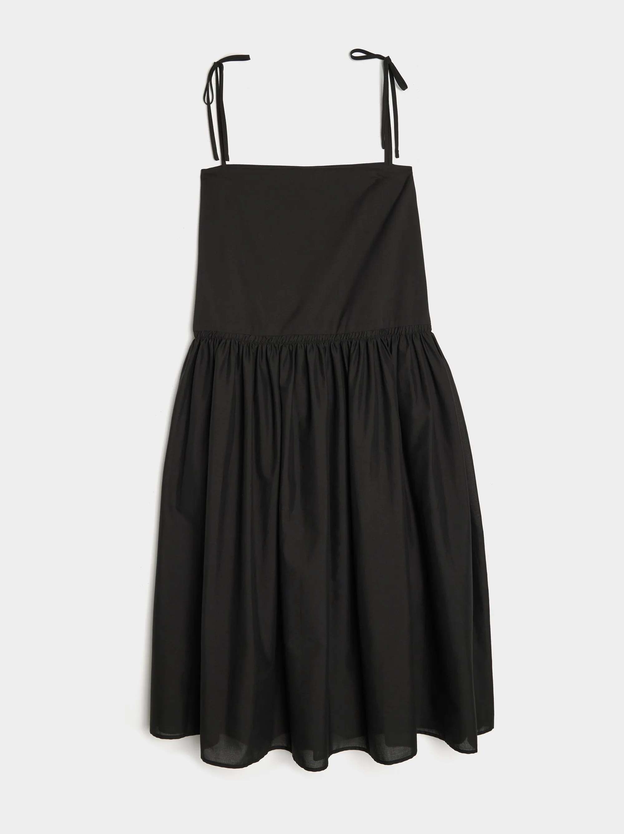 Black Long Shirring Dress