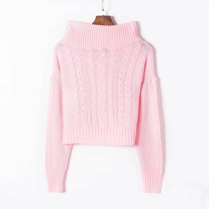 Shoulder Ribbed Knit Sweater