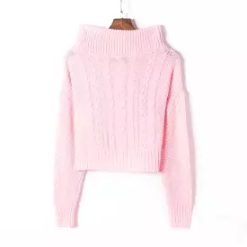 Shoulder Ribbed Knit Sweater