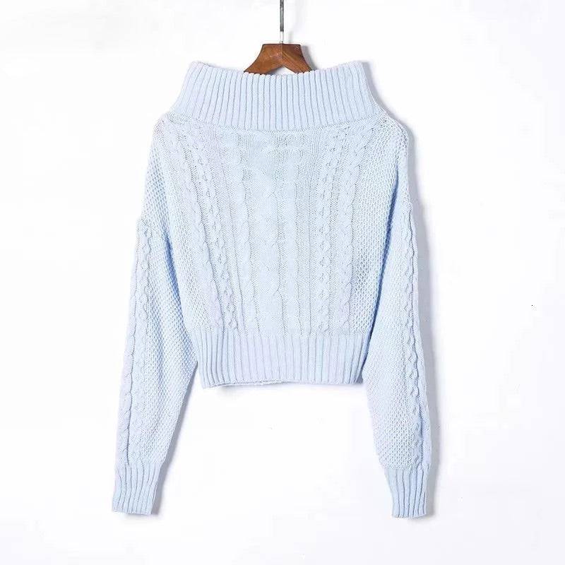 Shoulder Ribbed Knit Sweater