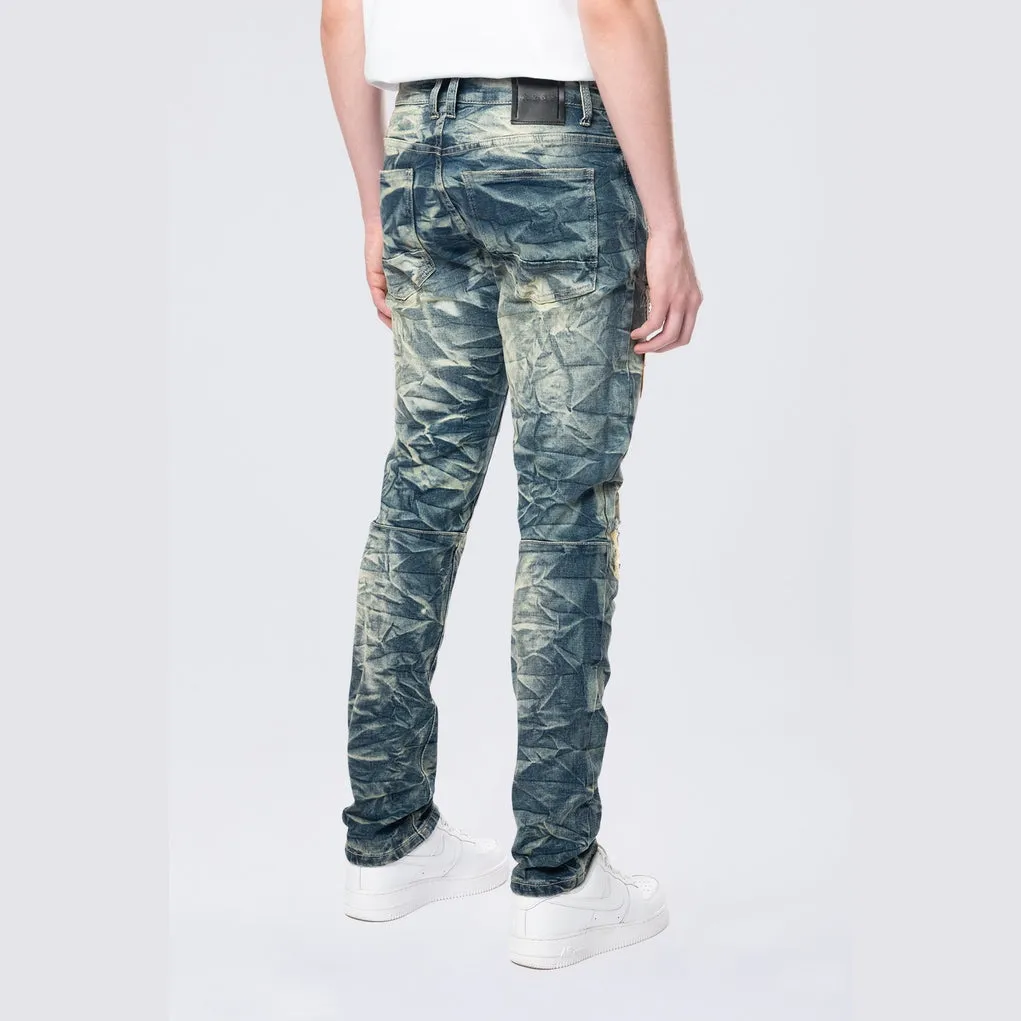 Slim Varsity Patched Jeans Alley Blue