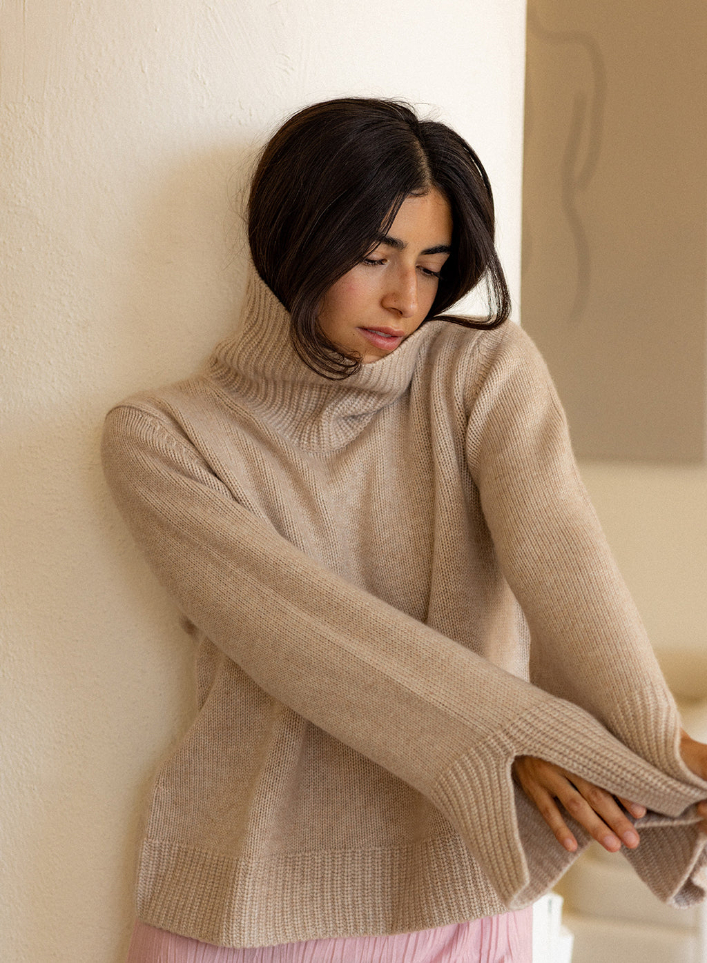 Stateside Cashmere Turtleneck Sweater - Camel