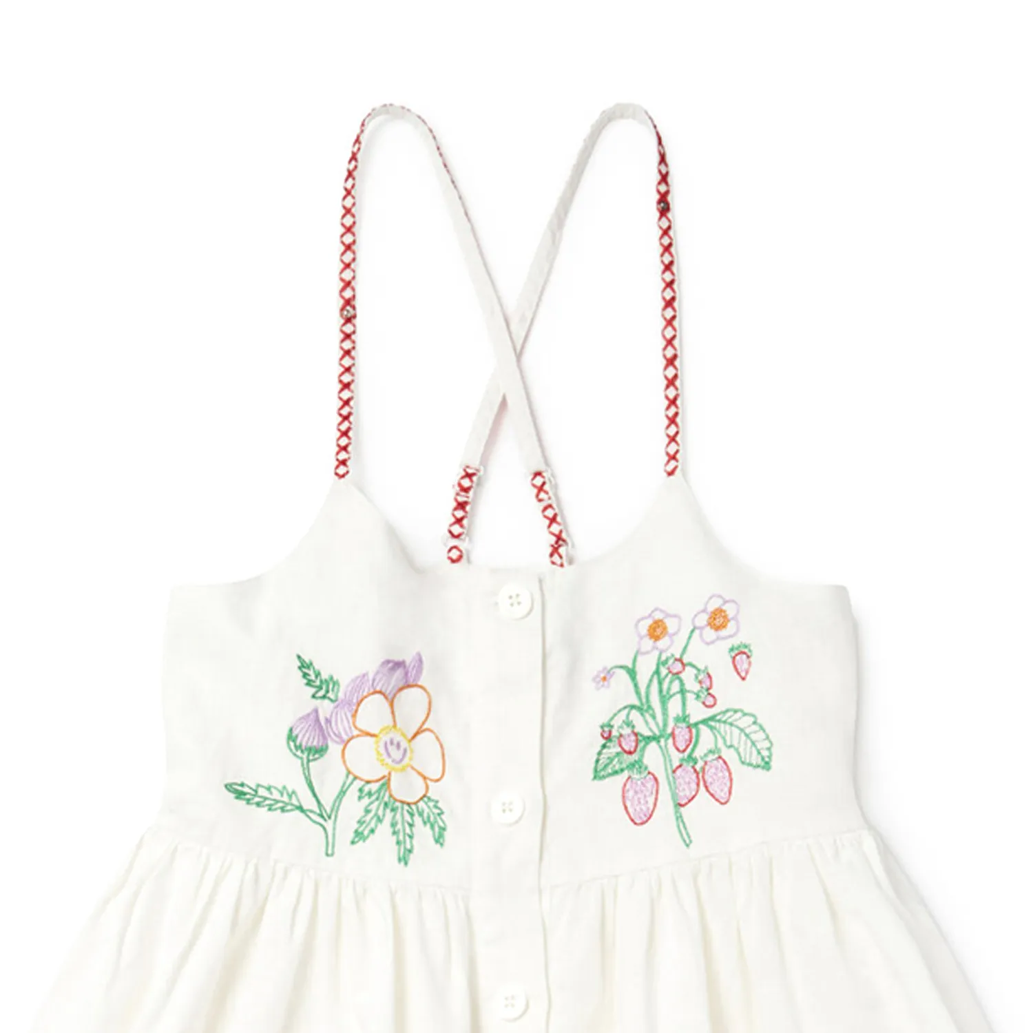 Girls' White Cream Dress with Embroidered Flowers by Stella McCartney