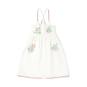 Girls' White Cream Dress with Embroidered Flowers by Stella McCartney