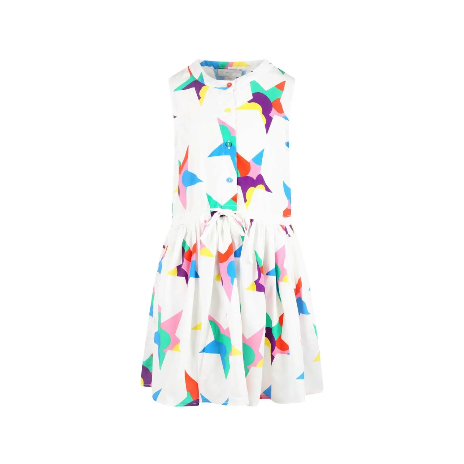 Stella Mccartney White Dress Multicolor Stars For Girls