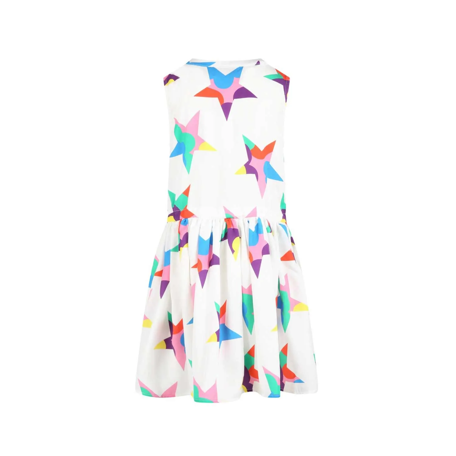 Stella Mccartney White Dress Multicolor Stars For Girls