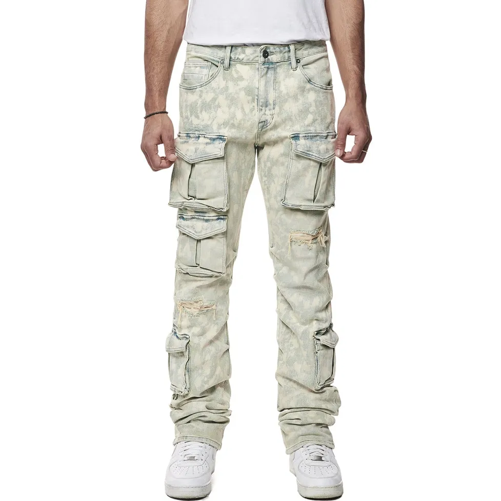 Straight Utility Multi Colored Cargo Jeans Seafoam