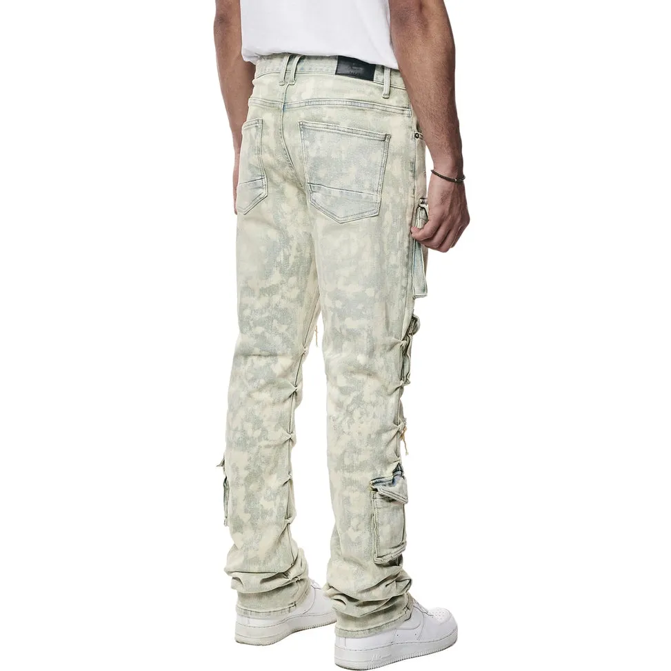 Straight Utility Multi Colored Cargo Jeans Seafoam