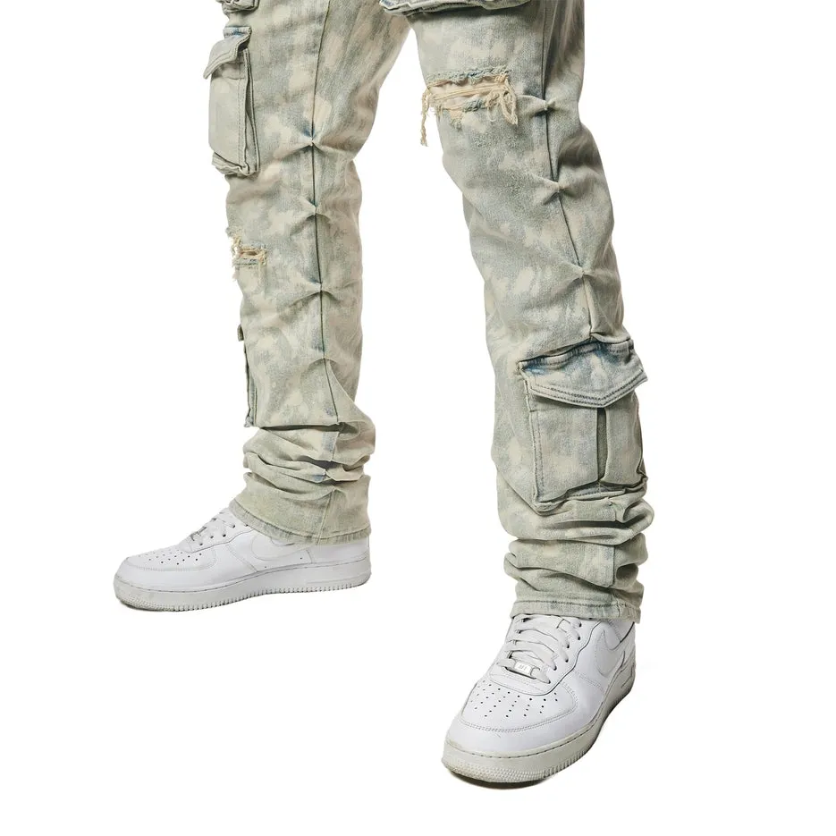 Straight Utility Multi Colored Cargo Jeans Seafoam