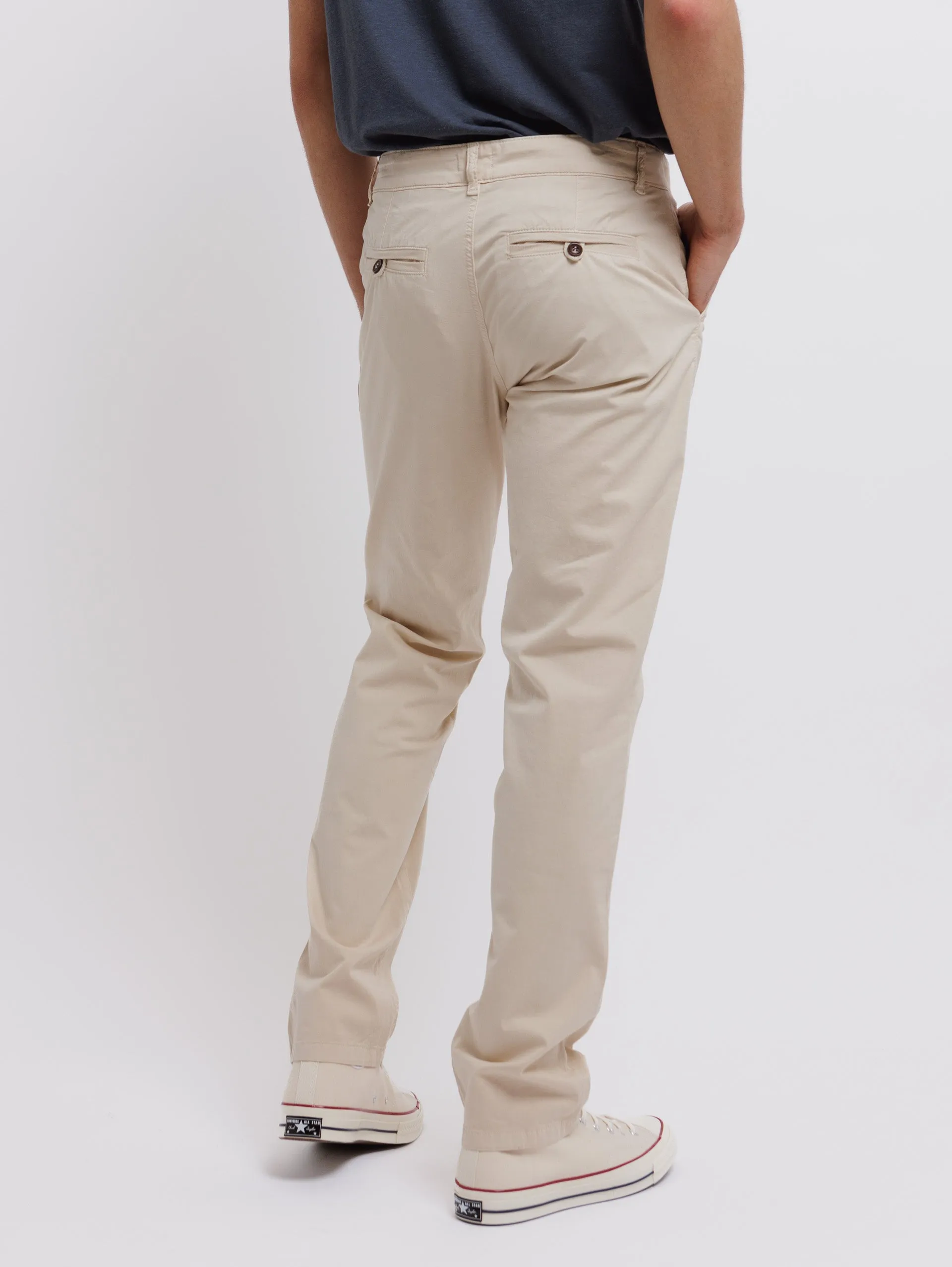 Beige Stretch Poplin Pant