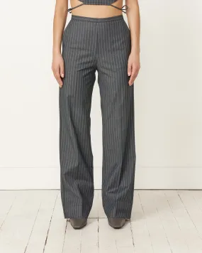 Mid Rise Striped Stretch Pants