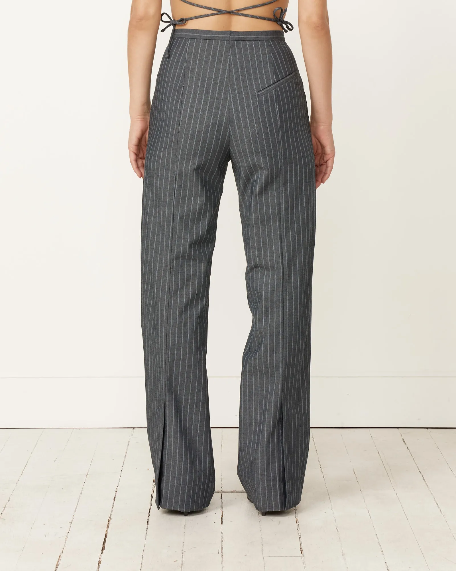 Mid Rise Striped Stretch Pants