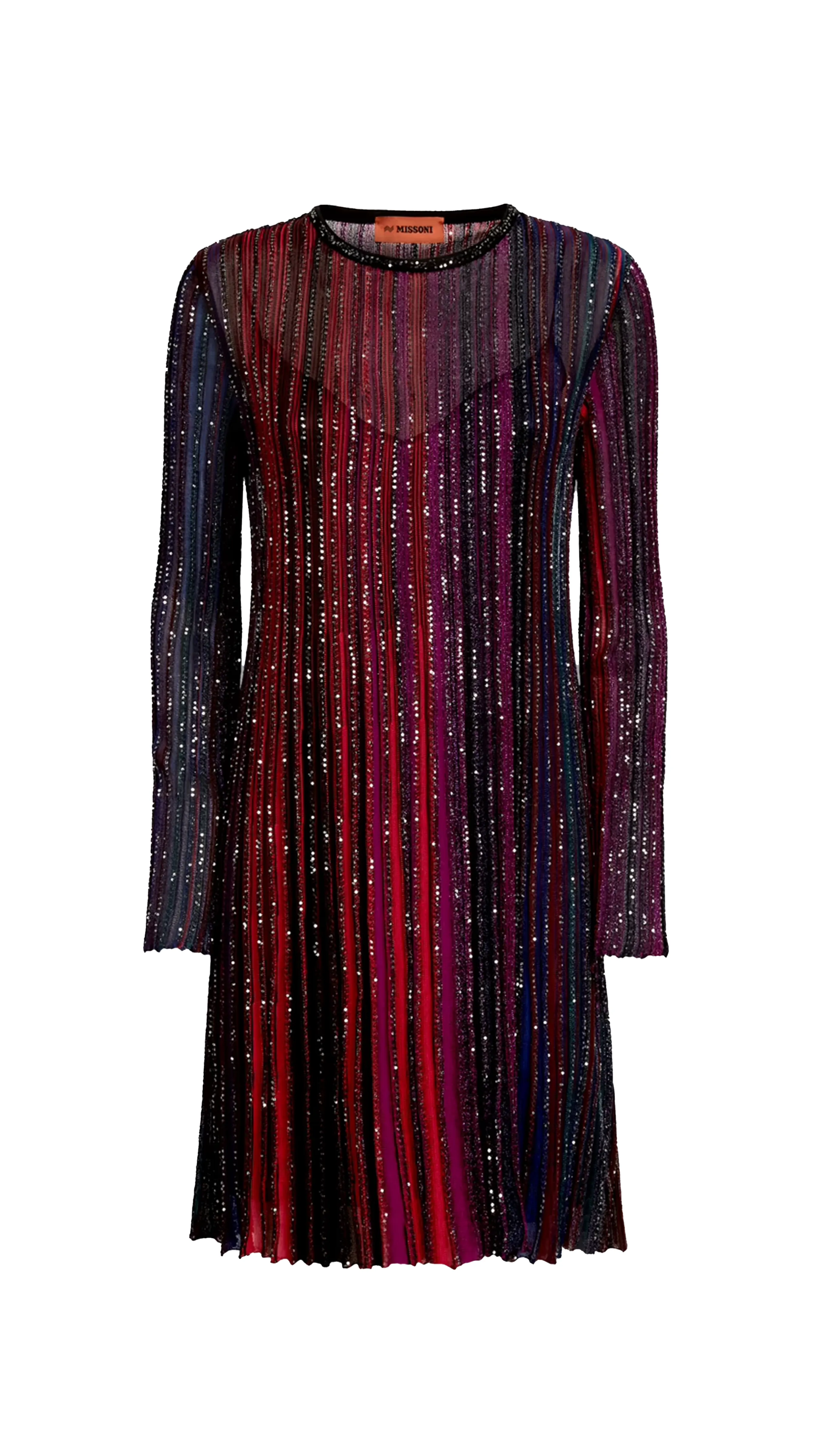 Black Red Purple Stripe Sequin Long-sleeve Dress