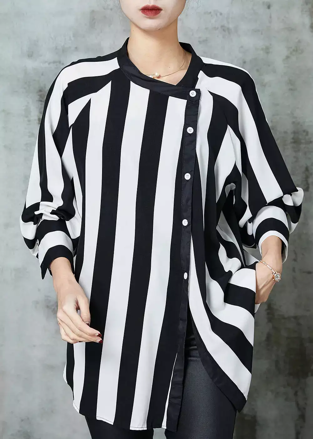 Striped Chiffon Top Spring JK1067