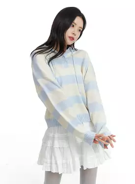 Striped Hooded Sweater - OF408