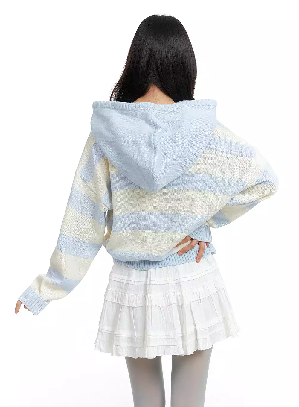 Striped Hooded Sweater - OF408