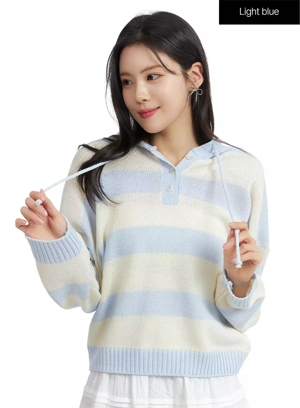 Striped Hooded Sweater - OF408