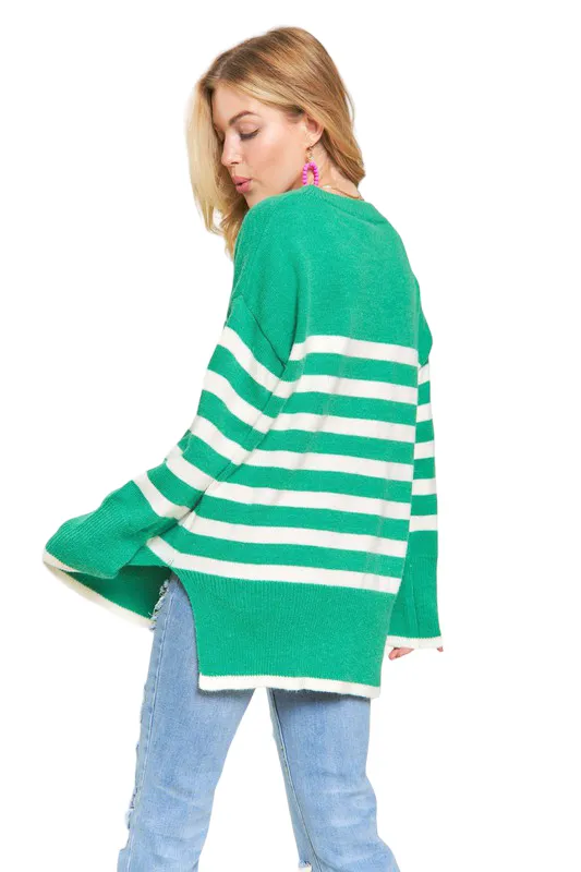 Soft Sweater Tunic with Striped Design