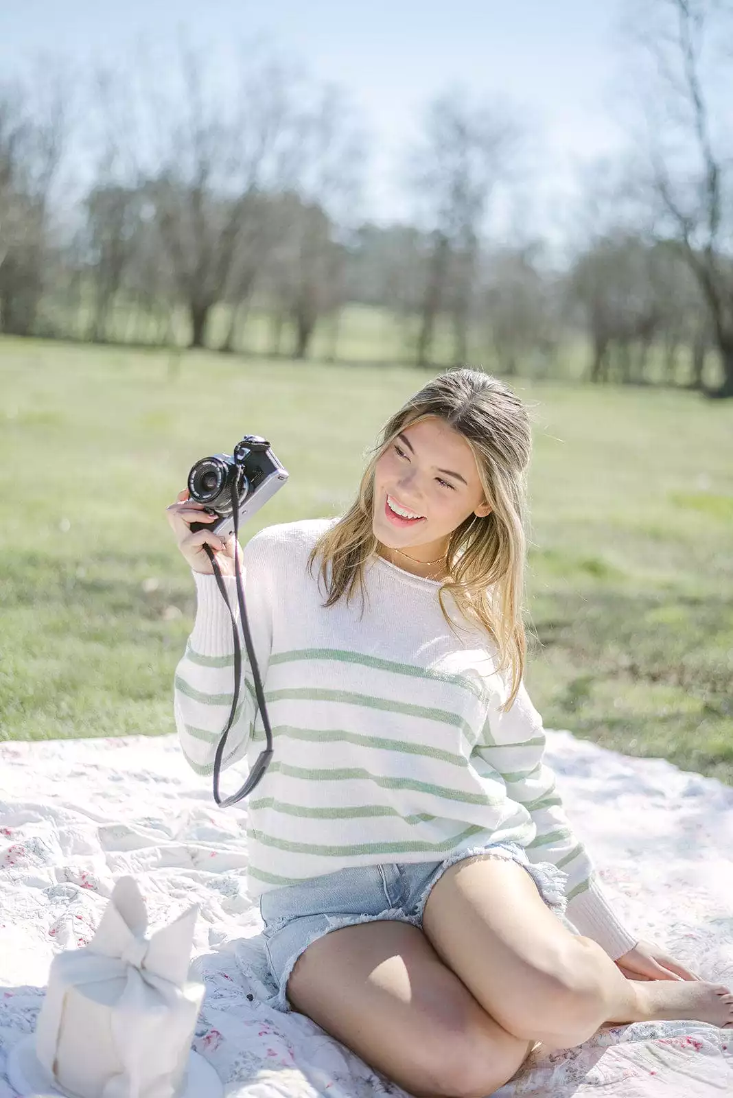 Striped Summer Sweater in White and Green