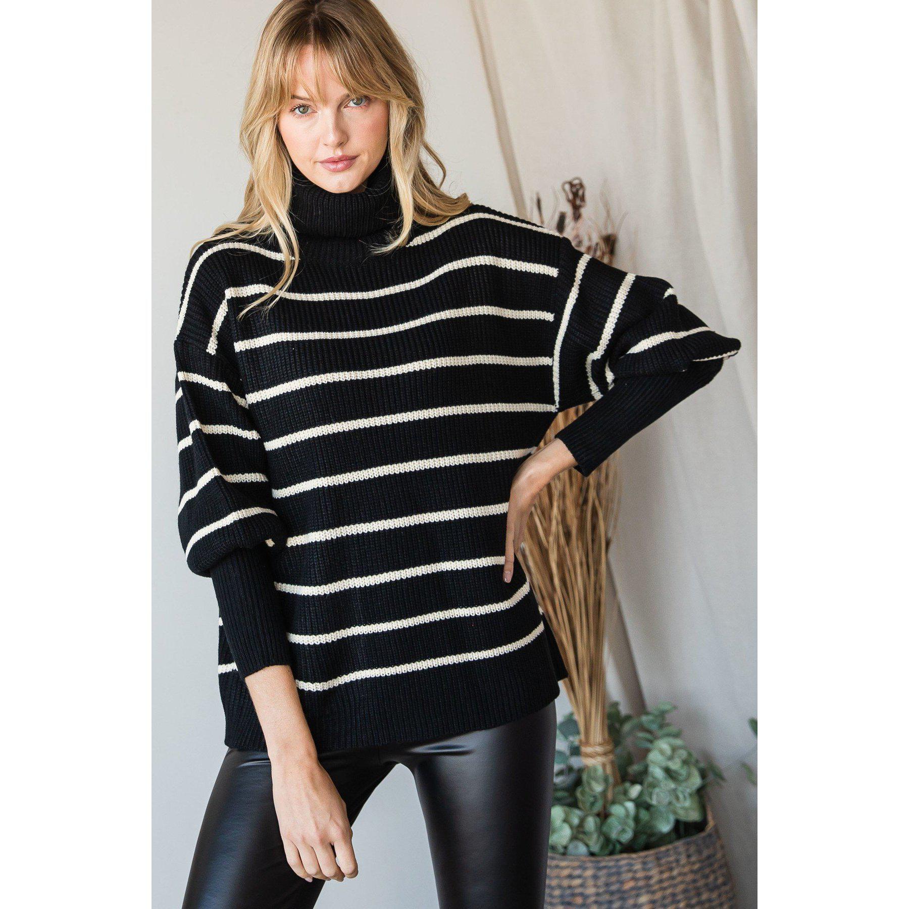 Striped Turtle Neck Sweater