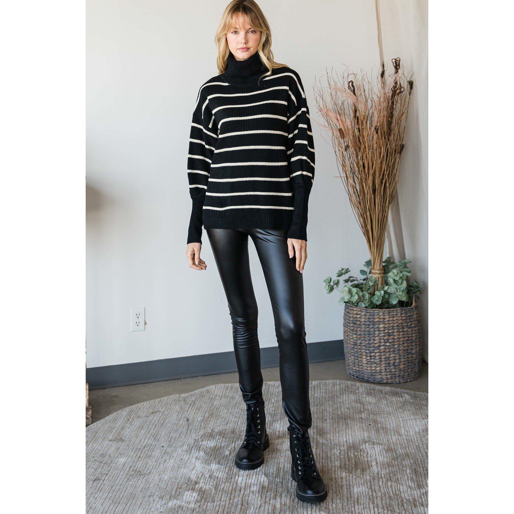 Striped Turtle Neck Sweater