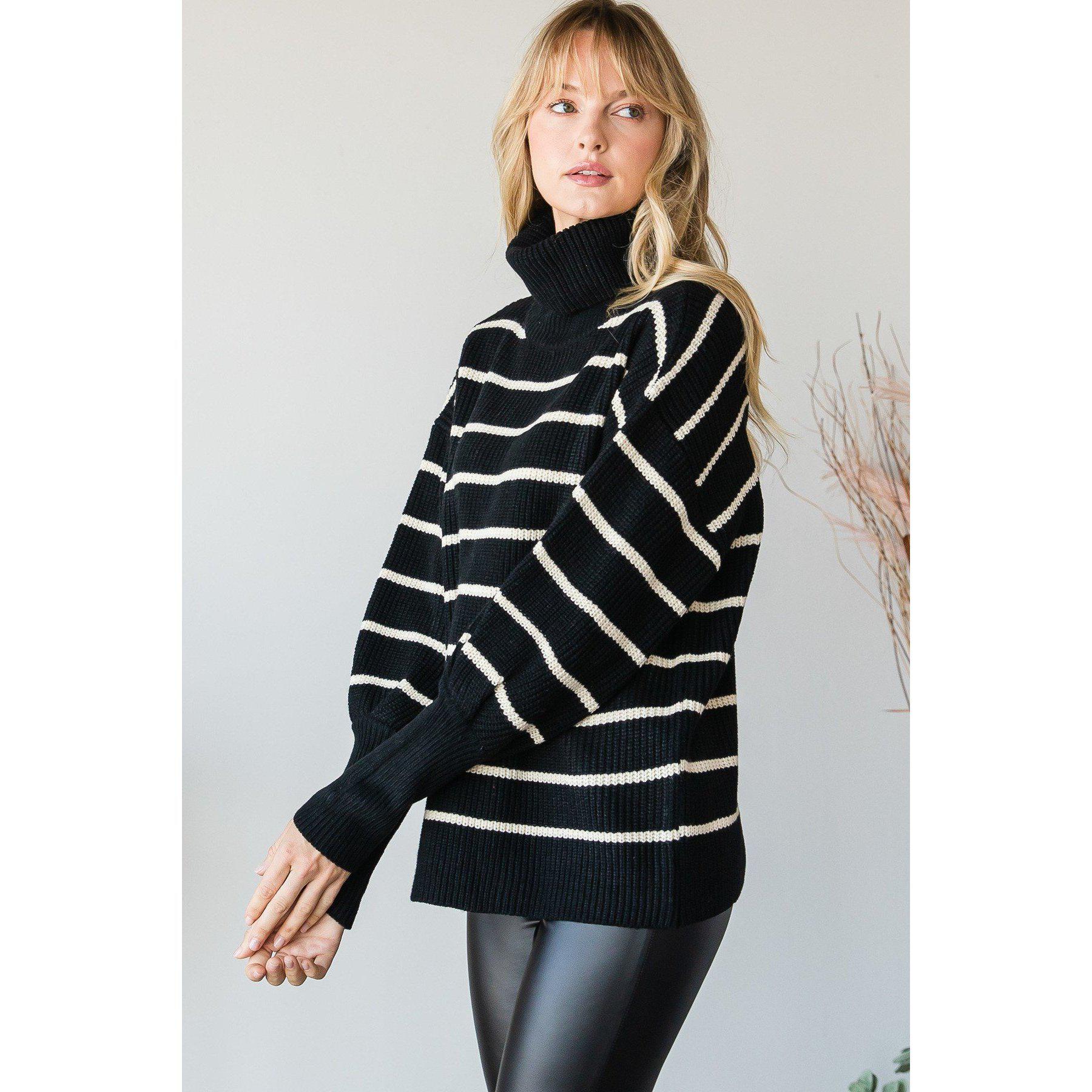 Striped Turtle Neck Sweater