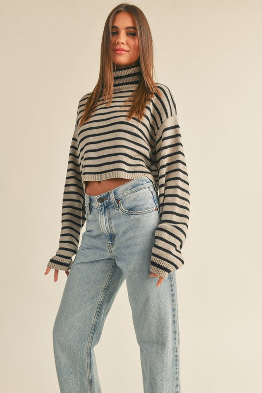 Striped Turtleneck Sweater