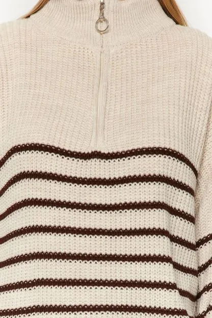 Striped Zipper Sweater