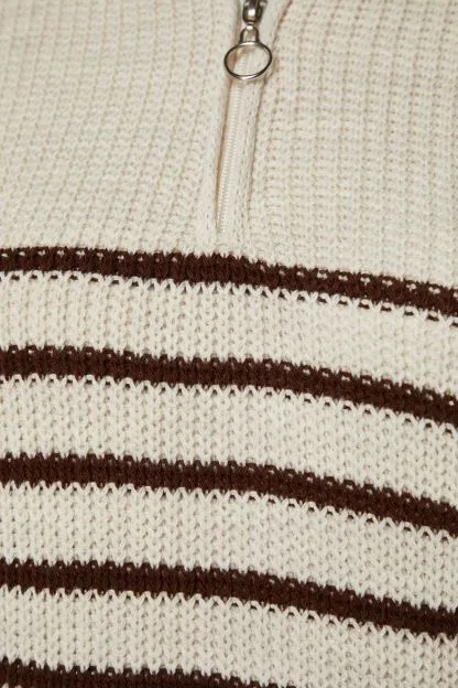 Striped Zipper Sweater