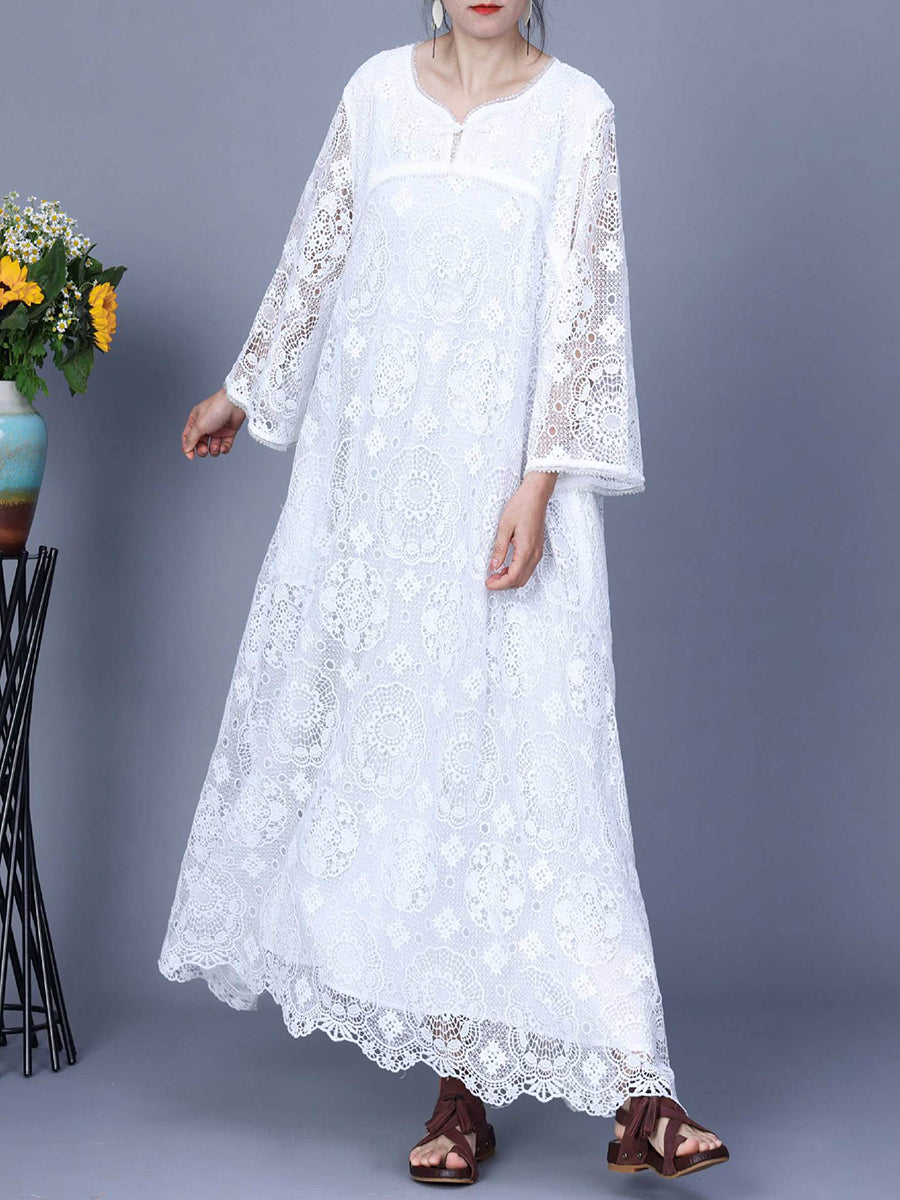 Summer lace maxi dress for women KL1017