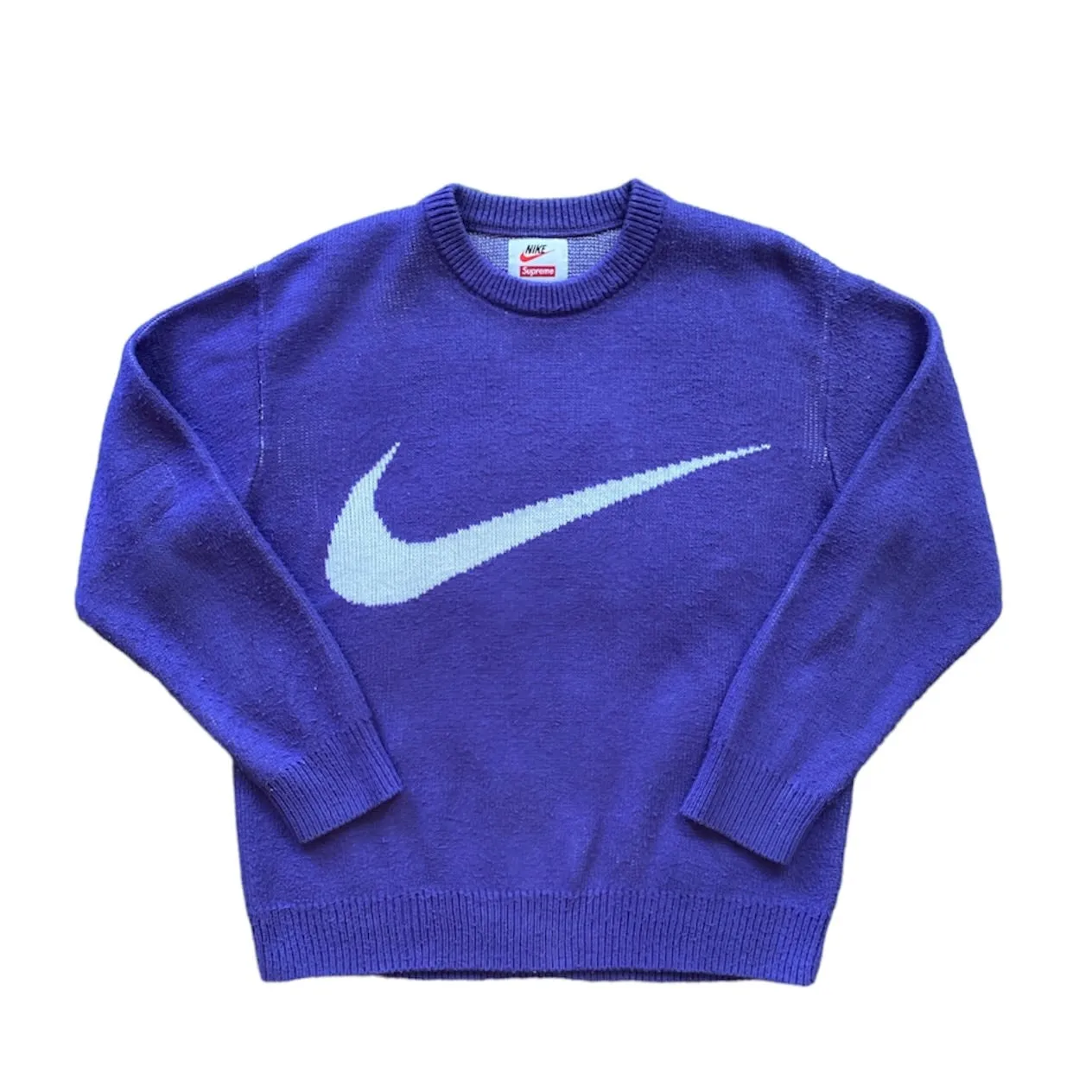 Supreme Purple Nike Swoosh Sweater