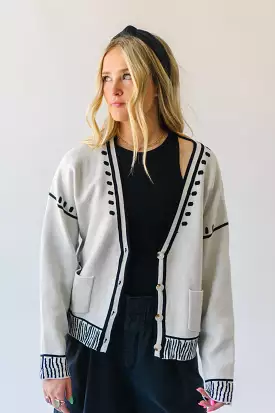 Talon Ivory Patterned Button-Down Cardigan