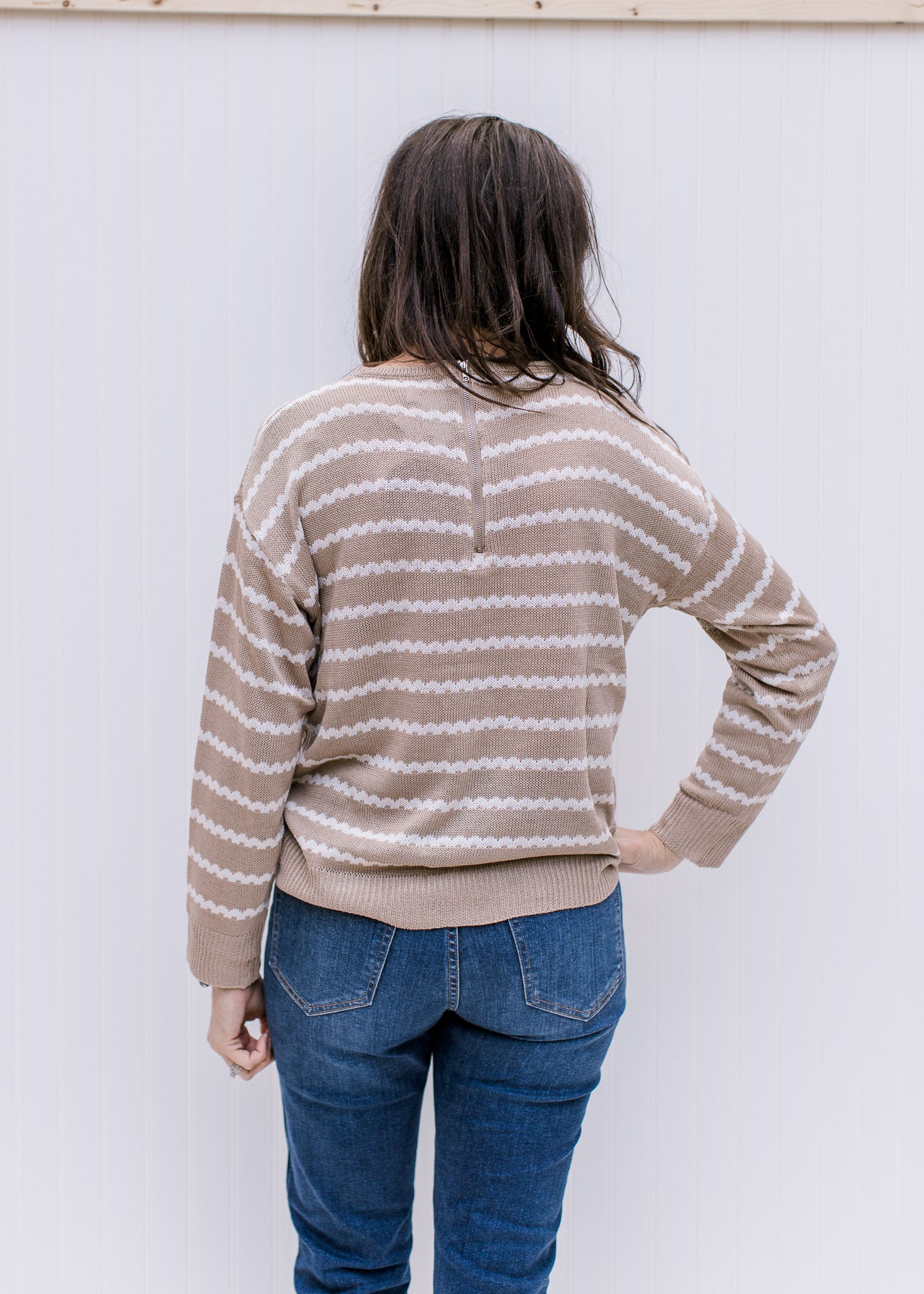 Taupe Cream Zig Zag Sweater - Shop Now!