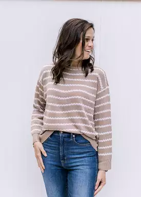 Taupe Cream Zig Zag Sweater - Shop Now!