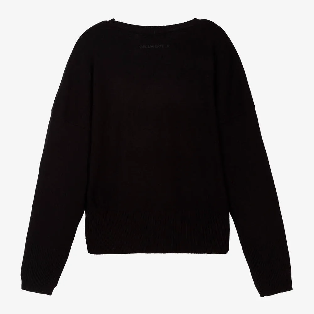 Black Cropped Sweater for Teen Girls.