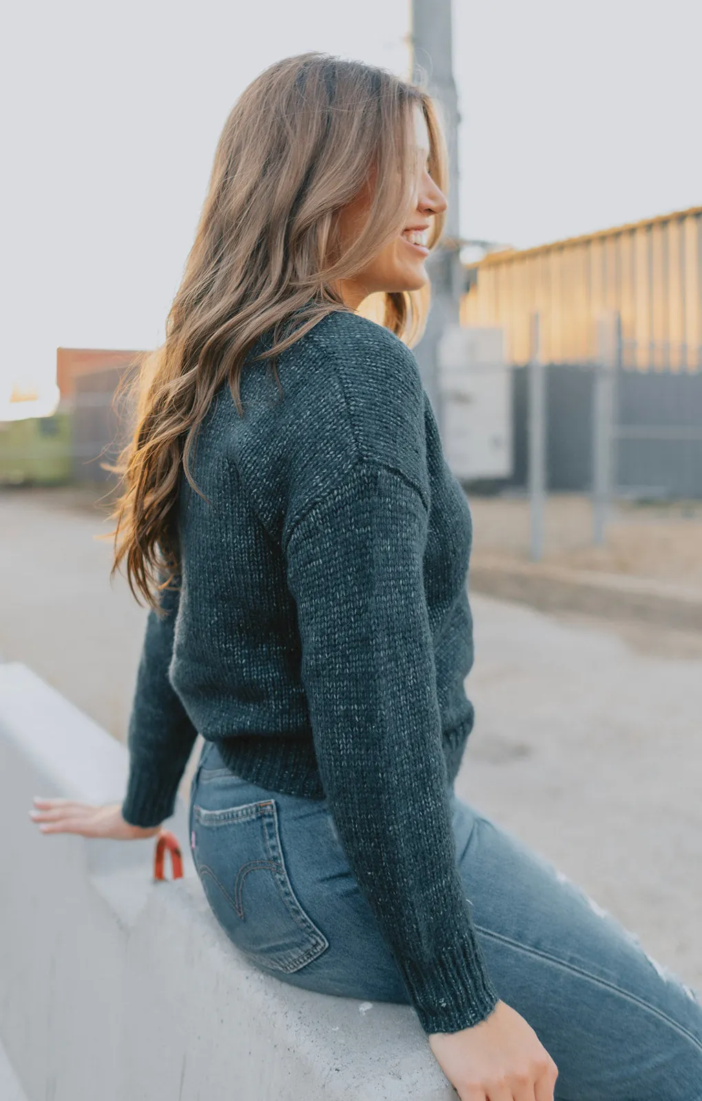 Women's Navy Melange Gracie Sweater